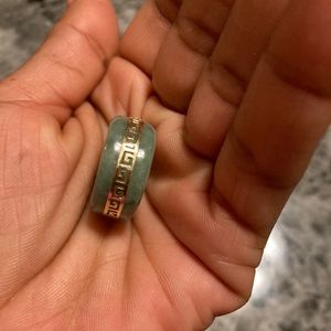 100% Jade and Gold ring